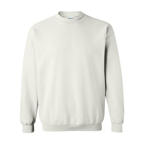 Gildan Unisex Heavy Blend Crewneck Sweatshirt, 50/50 Cotton/Polyester Pullover Long Sleeve Fleece Winter Sweater (White 1PCS, L)