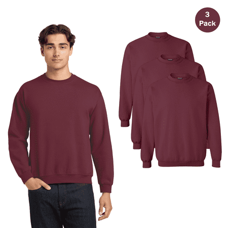 Gildan Unisex Heavy Blend Crewneck Sweatshirt, Maroon Casual Pullover, Bulk 5-Pack Sweater, L