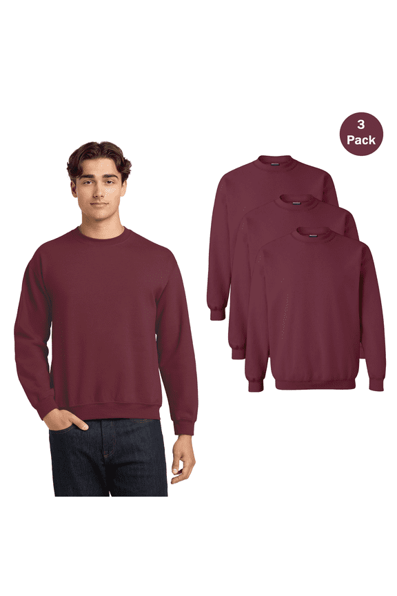 Unisex Heavy Blend Crewneck Sweatshirt, Maroon Casual Pullover, Bulk 5-Pack Sweater, L