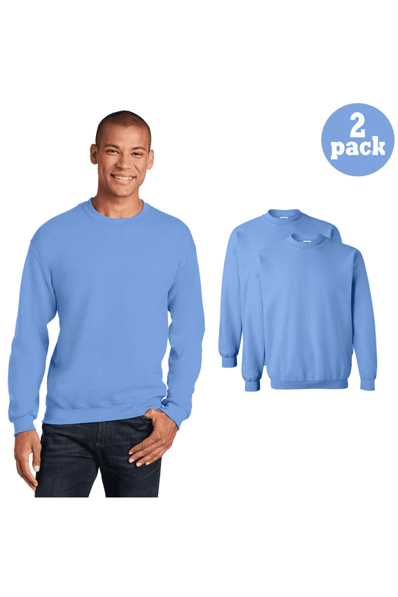 Unisex Heavy Blend Crewneck Sweatshirt, Tear Away Classic Fit Carolina Blue Tee, 2 Pack, L