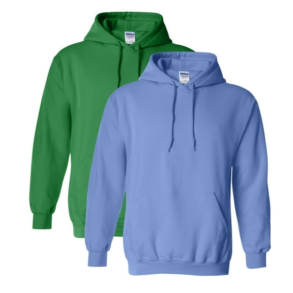 Gildan Unisex Heavy Blend Hooded Sweatshirt 50/50 Cotton/Polyester Fleece Pullover Classic Hoodie (Irish-Green Carolina-Blue-2PCS, S)