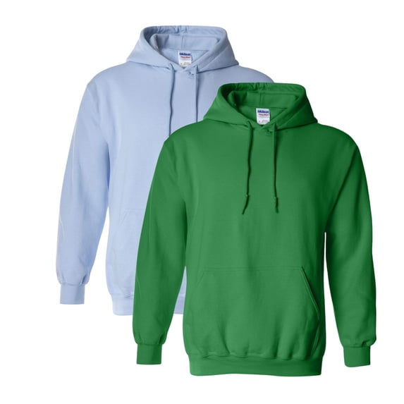 Gildan Unisex Heavy Blend Hooded Sweatshirt 50/50 Cotton/Polyester Fleece Pullover Classic Hoodie (Irish-Green+Light-Blue-2PCS, 3XL)