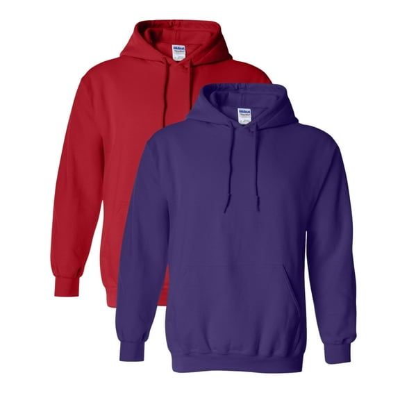 Gildan Unisex Heavy Blend Hooded Sweatshirt 50/50 Cotton/Polyester Fleece Pullover Classic Hoodie (Purple Red-2PCS, M)