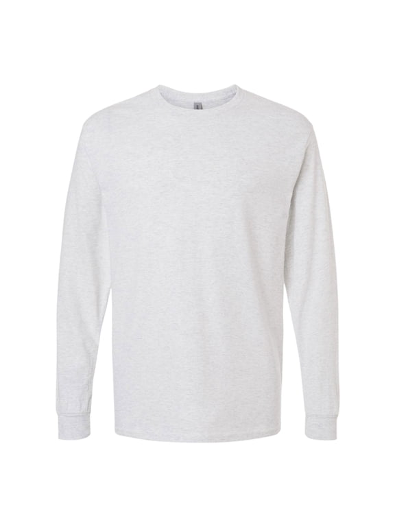 Unisex Heavy Cotton Long Sleeve T-Shirt 100% Cotton Classic Fit Plain Long Tee (Ash, L)