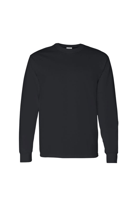 Unisex Heavy Cotton Long Sleeve T-Shirt 100% Cotton Classic Fit Plain Long Tee (Black, L)