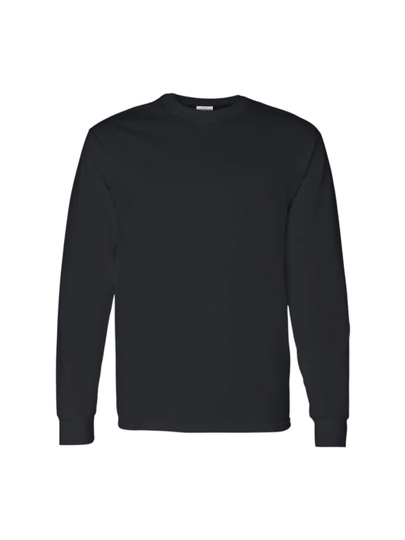 Unisex Heavy Cotton Long Sleeve T-Shirt 100% Cotton Classic Fit Plain Long Tee (Black, S)