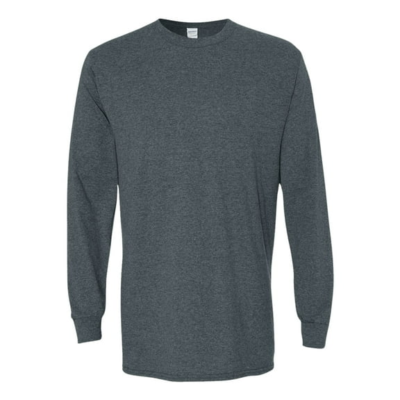 Gildan Unisex Heavy Cotton Long Sleeve T-Shirt 100% Cotton Classic Fit Plain Long Tee (Dark-Heather, XL)