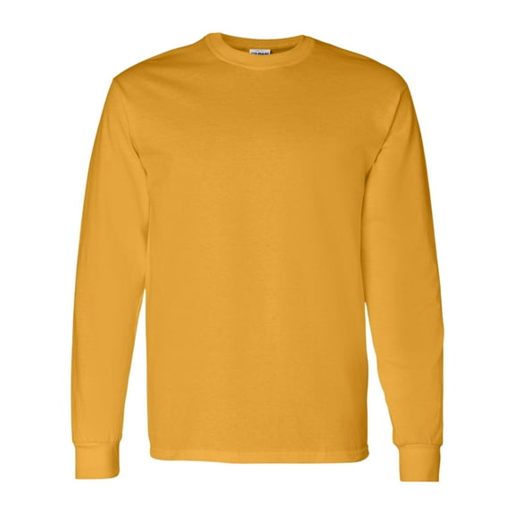 Gildan Unisex Heavy Cotton Long Sleeve T-Shirt 100% Cotton Classic Fit Plain Long Tee (Gold, L)