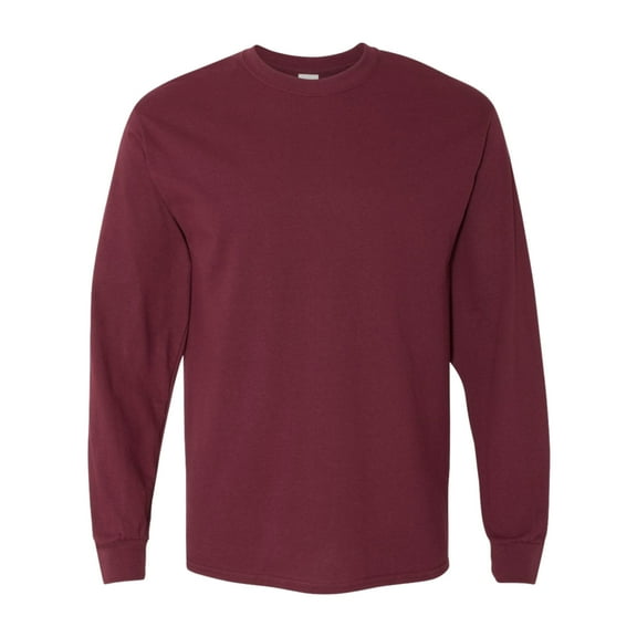 Gildan Unisex Heavy Cotton Long Sleeve T-Shirt 100% Cotton Classic Fit Plain Long Tee (Maroon, L)