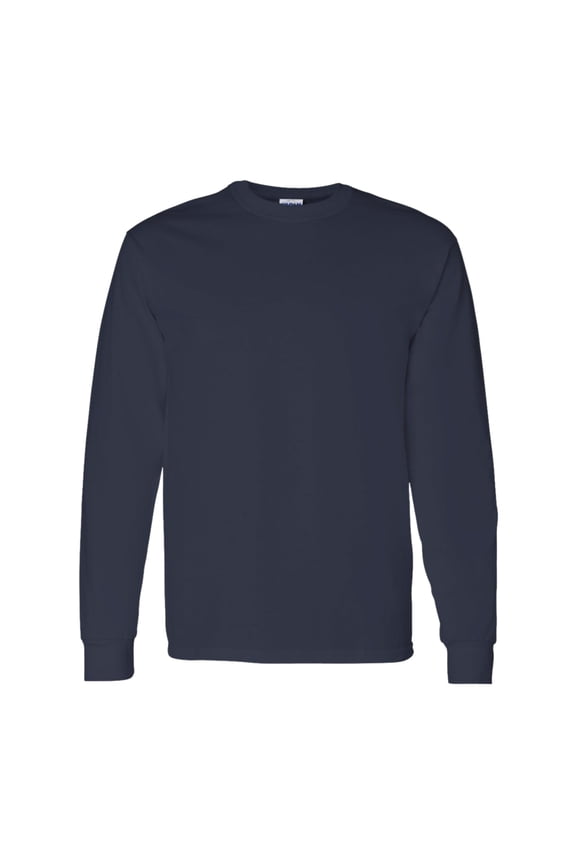 Unisex Heavy Cotton Long Sleeve T-Shirt 100% Cotton Classic Fit Plain Long Tee (Navy, XL)