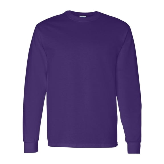 Gildan Unisex Heavy Cotton Long Sleeve T-Shirt 100% Cotton Classic Fit Plain Long Tee (Purple, L)