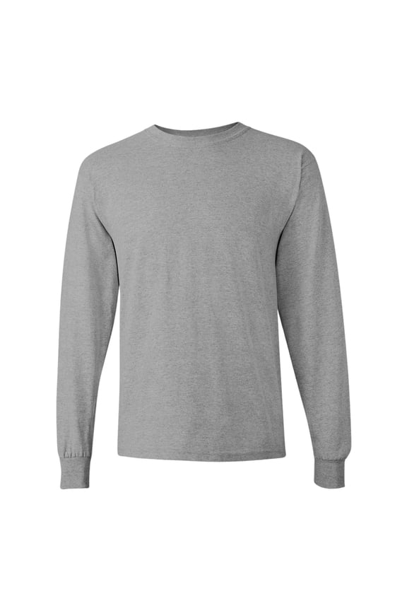 Unisex Heavy Cotton Long Sleeve T-Shirt 100% Cotton Classic Fit Plain Long Tee (Sport-Grey, 3XL)