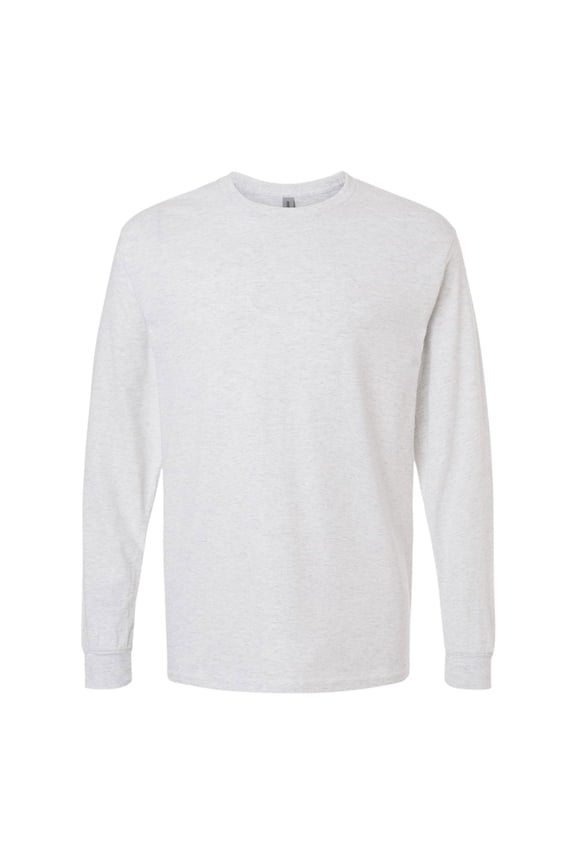 Unisex Heavy Cotton Long Sleeve T-Shirt, Crewneck Tees 100% Cotton Long Tee Shirts for Men (Ash , 2XL)