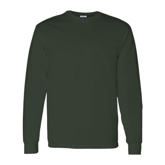 Gildan Unisex Heavy Cotton Long Sleeve T-Shirt, Crewneck Tees 100% Cotton Long Tee Shirts for Men (Forest , L)