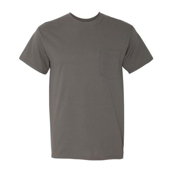 Gildan Unisex Heavy Cotton Pocket T-Shirt, 100% Cotton Classic Fit Short Sleeve Crew Neck Tee (Charcoal, L)