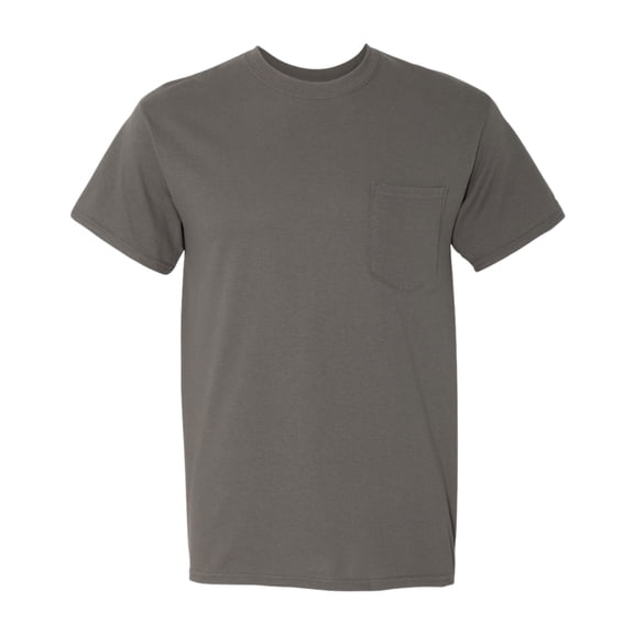 Gildan Unisex Heavy Cotton Pocket T-Shirt, 100% Cotton Classic Fit Short Sleeve Crew Neck Tee (Charcoal, L)