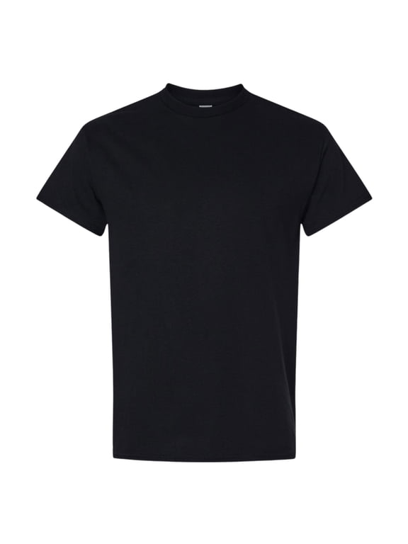 Unisex Heavy Short Sleeve T-Shirt 100% Cotton Classic Fit Plain Crew Neck Tee (Black, XL)
