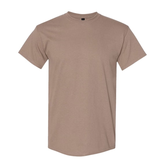 Gildan Unisex Heavy Short Sleeve T-Shirt 100% Cotton Classic Fit Plain Crew Neck Tee (Brown-Savana, 3XL)