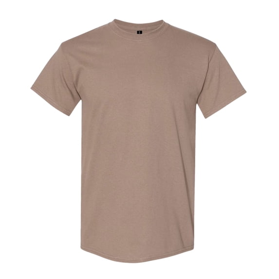 Gildan Unisex Heavy Short Sleeve T-Shirt 100% Cotton Classic Fit Plain Crew Neck Tee (Brown-Savana, S)