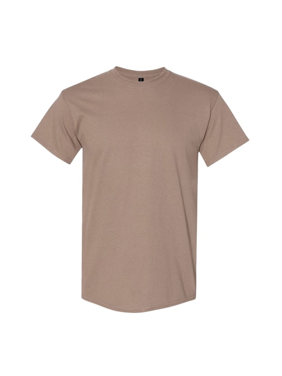 Unisex Heavy Short Sleeve T-Shirt 100% Cotton Classic Fit Plain Crew Neck Tee (Brown-Savana, S)