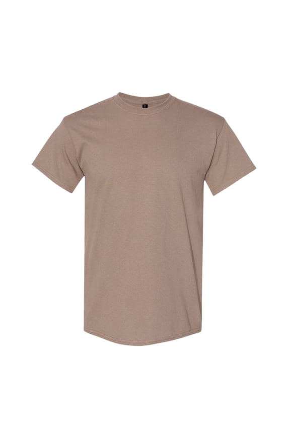 Unisex Heavy Short Sleeve T-Shirt 100% Cotton Classic Fit Plain Crew Neck Tee (Brown-Savana, S)