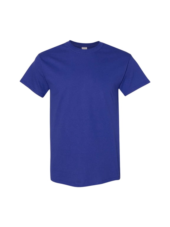 Unisex Heavy Short Sleeve T-Shirt 100% Cotton Classic Fit Plain Crew Neck Tee (Cobalt, M)