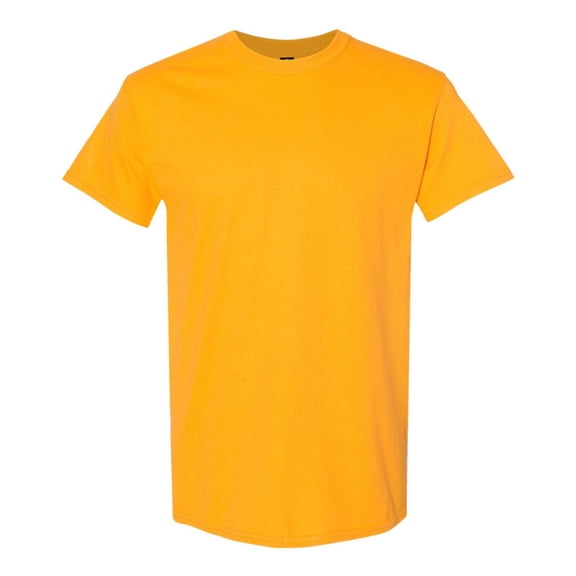 Gildan Unisex Heavy Short Sleeve T-Shirt 100% Cotton Classic Fit Plain Crew Neck Tee (Gold, L)