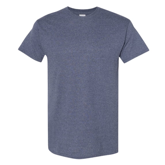 Gildan Unisex Heavy Short Sleeve T-Shirt 100% Cotton Classic Fit Plain Crew Neck Tee (Heather-Navy, S)