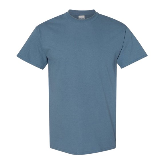 Gildan Unisex Heavy Short Sleeve T-Shirt 100% Cotton Classic Fit Plain Crew Neck Tee (Indigo-Blue, L)