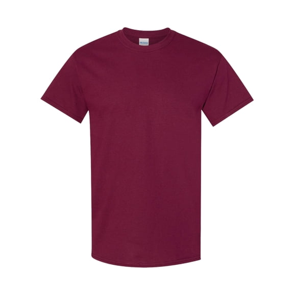 Gildan Unisex Heavy Short Sleeve T-Shirt 100% Cotton Classic Fit Plain Crew Neck Tee (Maroon, L)