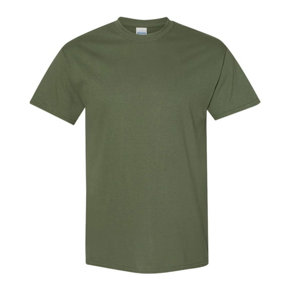 Gildan Unisex Heavy Short Sleeve T-Shirt 100% Cotton Classic Fit Plain Crew Neck Tee (Military-Green, S)