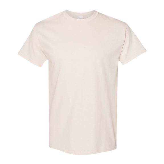 Gildan Unisex Heavy Short Sleeve T-Shirt 100% Cotton Classic Fit Plain Crew Neck Tee (Natural, L)