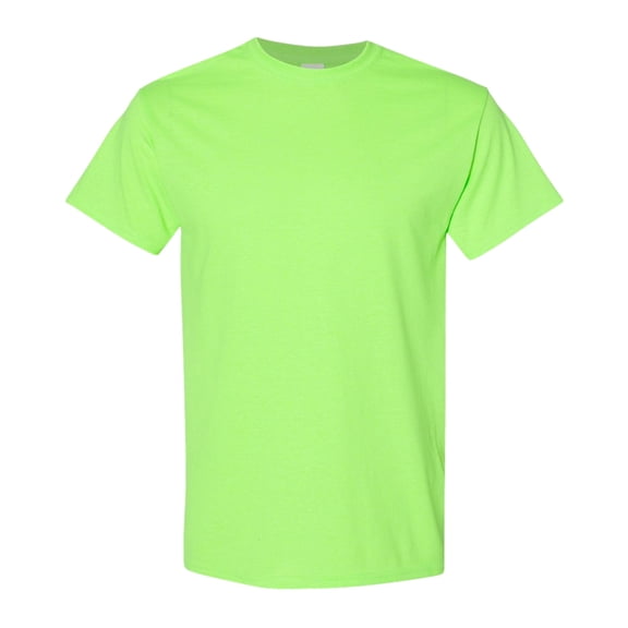 Gildan Unisex Heavy Short Sleeve T-Shirt 100% Cotton Classic Fit Plain Crew Neck Tee (Neon-Green, L)