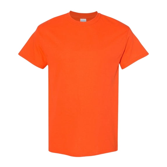 Gildan Unisex Heavy Short Sleeve T-Shirt 100% Cotton Classic Fit Plain Crew Neck Tee (Orange, XL)