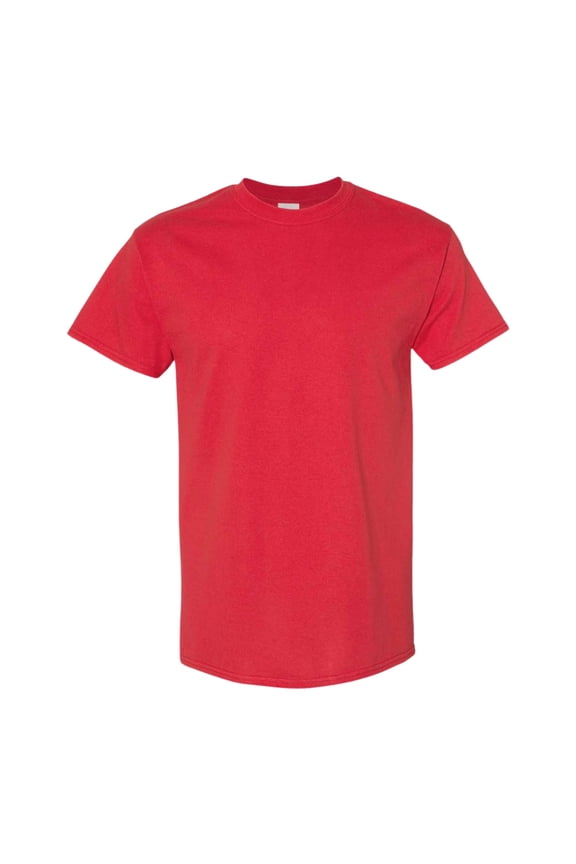 Unisex Heavy Short Sleeve T-Shirt 100% Cotton Classic Fit Plain Crew Neck Tee (Red, S)