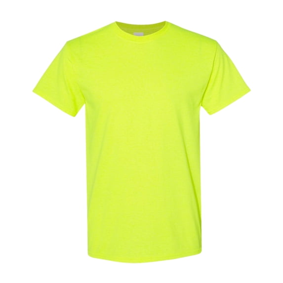 Gildan Unisex Heavy Short Sleeve T-Shirt 100% Cotton Classic Fit Plain Crew Neck Tee (Safety-Green, 2XL)