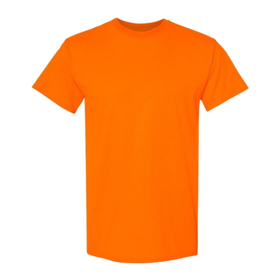 Gildan Unisex Heavy Short Sleeve T-Shirt 100% Cotton Classic Fit Plain Crew Neck Tee (Safety-Orange, 2XL)