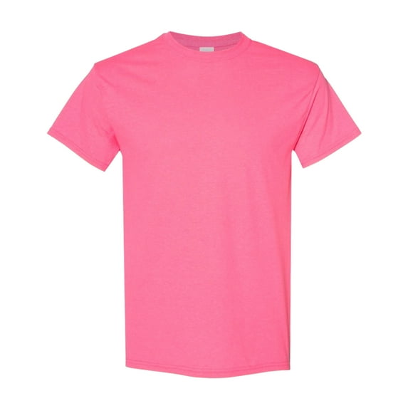 Gildan Unisex Heavy Short Sleeve T-Shirt 100% Cotton Classic Fit Plain Crew Neck Tee (Safety-Pink, M)