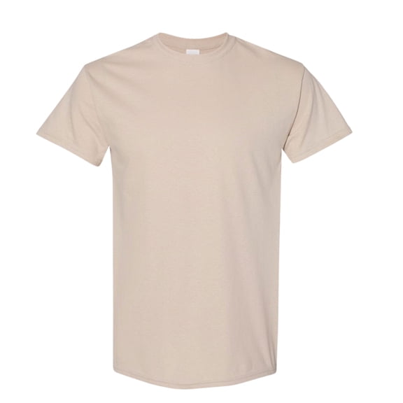Gildan Unisex Heavy Short Sleeve T-Shirt 100% Cotton Classic Fit Plain Crew Neck Tee (Sand, XL)