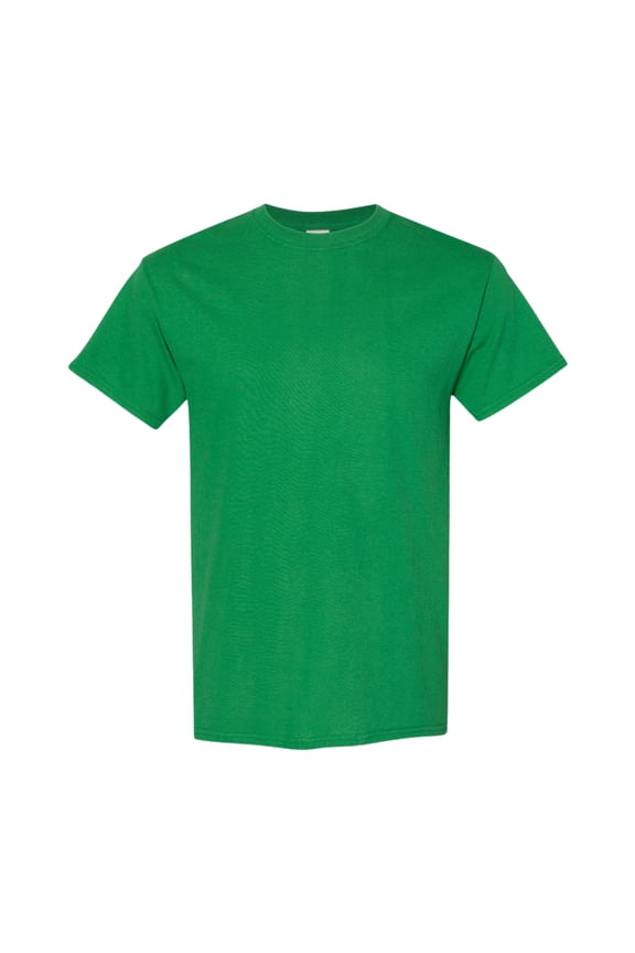 Unisex Heavy Short Sleeve T-Shirt 100% Cotton Classic Fit Plain Crew Neck Tee (Turf-Green, L)