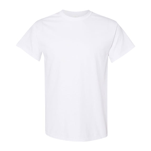 Gildan Unisex Heavy Short Sleeve T-Shirt 100% Cotton Classic Fit Plain Crew Neck Tee (White, L)