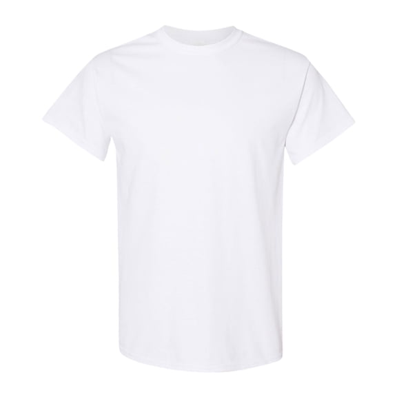 Gildan Unisex Heavy Short Sleeve T-Shirt 100% Cotton Classic Fit Plain Crew Neck Tee (White, M)