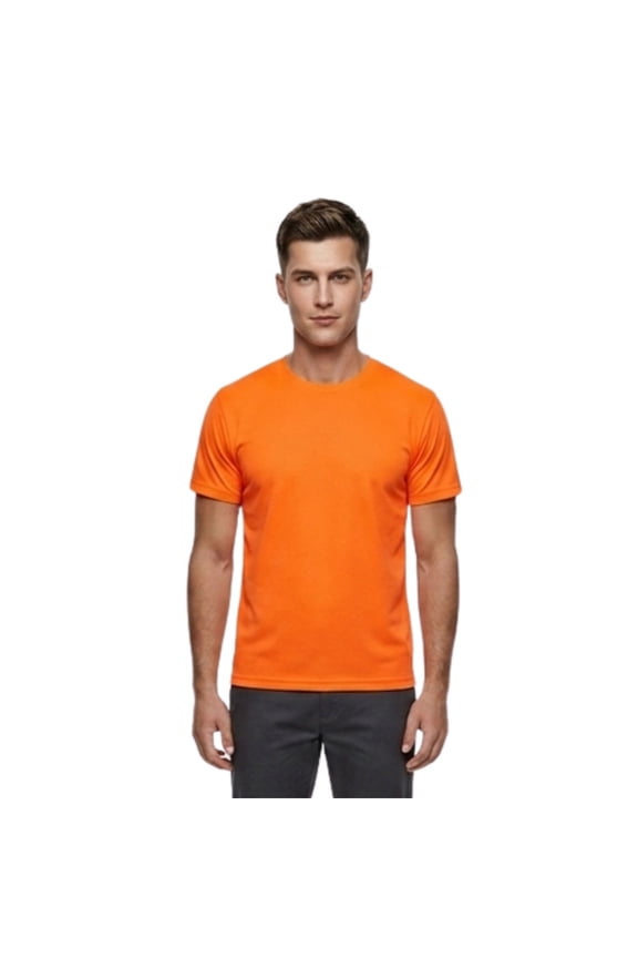 Unisex High Visibility Safety T Shirt 100% Cotton Hi Vis Work Tee (Safety Orange, L)