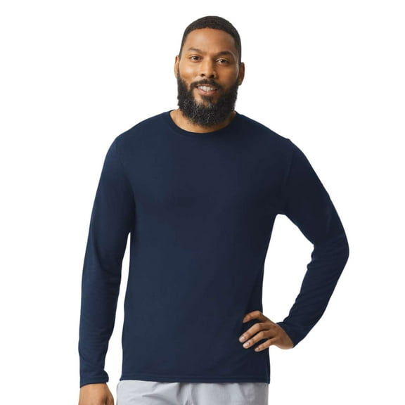 Gildan Unisex Performance Long Sleeve T-Shirt 100% Polyester Breathable Classic Fit Tee (Navy, 3XL)