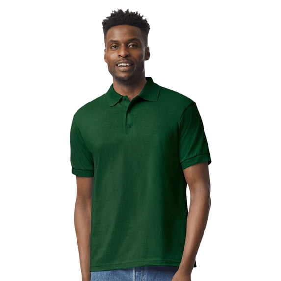 Gildan Unisex Polo Shirt DryBlend Short-Sleeve Tee 52/48 Cotton/Polyester Moisture-Wicking Plain Polo Shirts (Forest Green, 3XL)