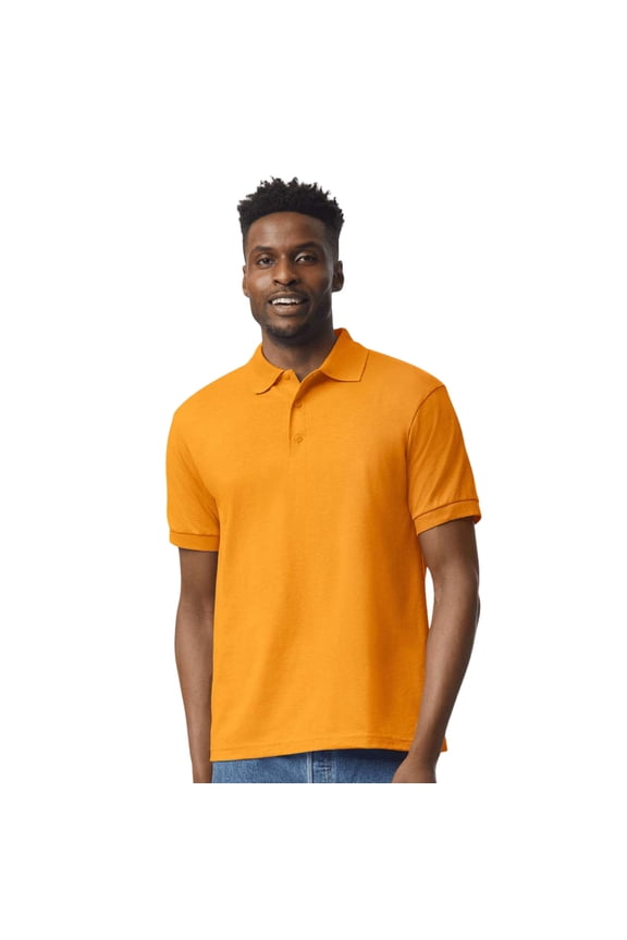 Unisex Polo Shirt DryBlend Short-Sleeve Tee 52/48 Cotton/Polyester Moisture-Wicking Plain Polo Shirts (Gold, M)
