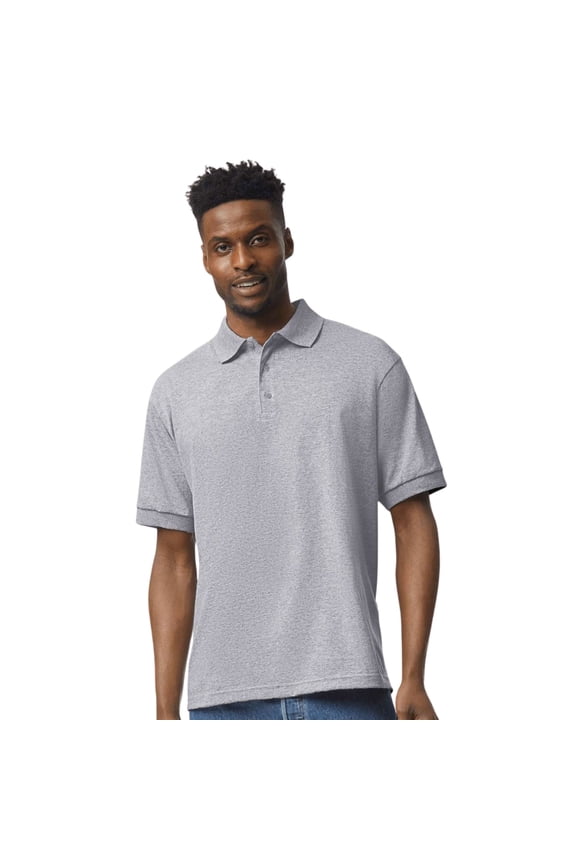 Unisex Polo Shirt DryBlend Short-Sleeve Tee 52/48 Cotton/Polyester Moisture-Wicking Plain Polo Shirts (Sport Grey, M)