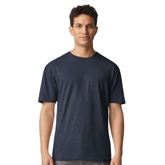 Gildan Unisex Short Sleeve Light T-Shirt 100% Cotton Modern Classic Fit Crew Neck Tee (Heather-Navy, M)