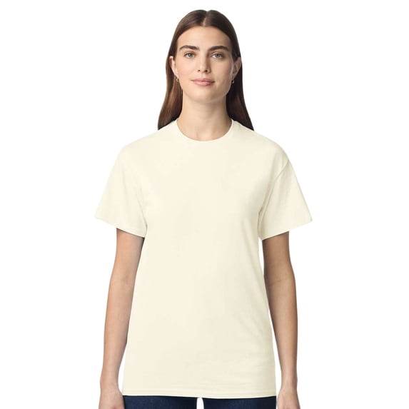 Gildan Unisex Short Sleeve Light T-Shirt 100% Cotton Modern Classic Fit Crew Neck Tee (Off-White, S)