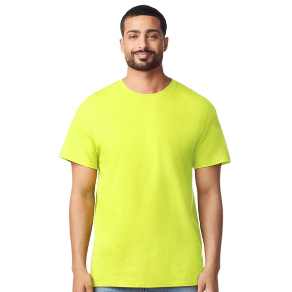 Gildan Unisex Short Sleeve Light T-Shirt 100% Cotton Modern Classic Fit Crew Neck Tee (Safety-Green, S)